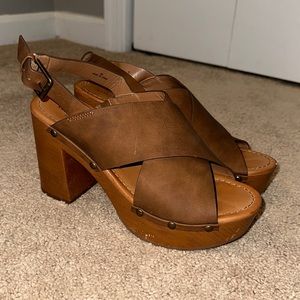 Faux leather platform heels